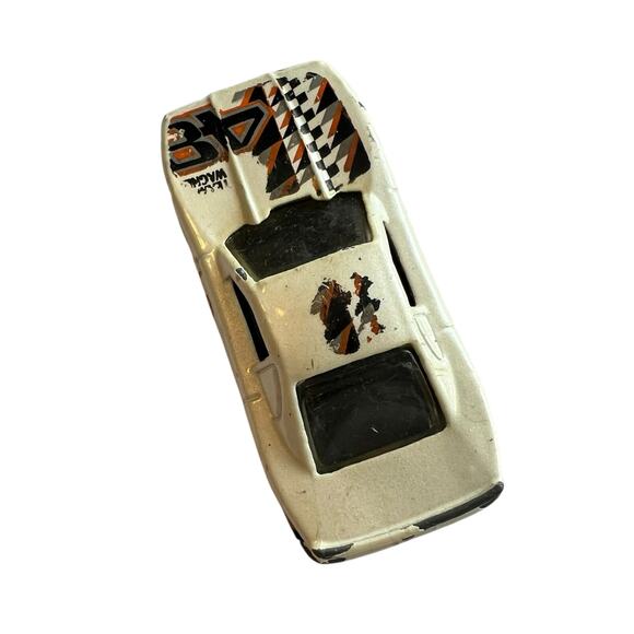 1997 Hot Wheels Mustang Cobra Race Car White w/Orange Black Checkered Graphics - Picture 5 of 8